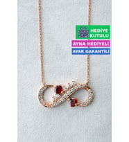 Jewelmim Gümüş Sonsuzluk Kolye Rose Altın Kaplama Sonsuzluk İşareti 925 Ayar Kadın Gümüş Sonsuzluk Kolyesi (Rose)