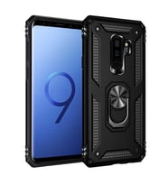 Galaxy S9 Plus Kılıf Zore Vega Yüzüklü Standlı Zırh Kılıf (Siyah)