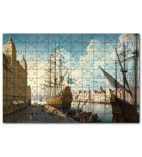 Cakapuzzle Avrupa'da Eski Bir Liman Kenti ve Gemiler Puzzle Yapboz MDF (Ahşap) (255 Parça)