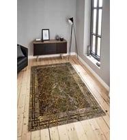Dijital Baskılı Yıkanabilir Kaymaz Modern Renkli Salon Halısı Mutfak Halısı Yolluk ND-HY-1303 (Kahverengi)