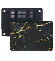 MacBook Pro Retina Kılıf HardCase A1425 A1502 2012/2015 Uyumlu Mermer Desenli (Siyah-Sarı)