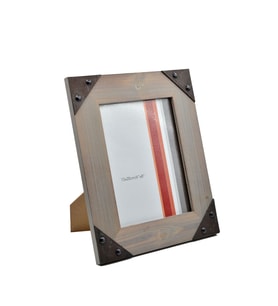 15x20cm Metal Kenarlıklı Ahşap Fotoğraf Çerçevesi (Kestane)
