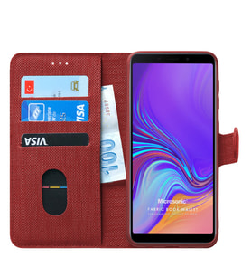 Microsonic Samsung Galaxy A9 2018 Kılıf Fabric Book Wallet (Kırmızı)