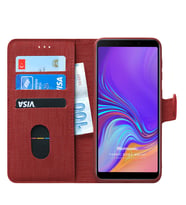 Microsonic Samsung Galaxy A9 2018 Kılıf Fabric Book Wallet (Kırmızı)