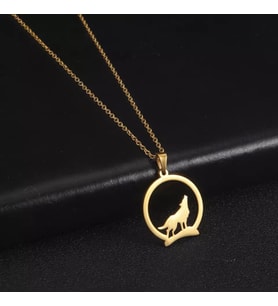 Kişiye Özel 925 Ayar Gümüş Kurt Kolye (Gold)