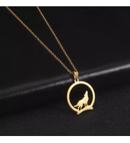 Kişiye Özel 925 Ayar Gümüş Kurt Kolye (Gold)