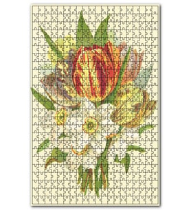 Cakapuzzle Beyaz Zambaklar ve Laleler Çizim Puzzle Yapboz MDF (Ahşap) (500 Parça)