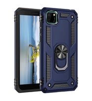 Huawei Y5P Kılıf Zore Vega Yüzüklü Standlı Zırh Kılıf (Mavi)