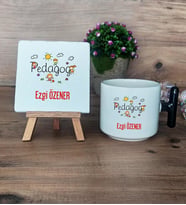 Pedagog Hediye Seti Kupa Bardak T Kulplu ve Dekoratif Taş Pedagoga Hediye Tıp Bayramı Hediyesi (Model 6)