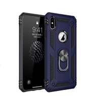 Uyumlu Model Apple iPhone XS Max 6.5 Kılıf Yüzüklü Zırh Tank Vega (Mavi)