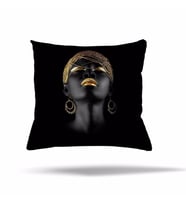 Mermer Zebra Afrikalı Kadın Desen Gizli Fermuarlı Yastık Kılıfı Kırlent Kılıfı Koltuk Yastık Kılıfı  (Siyah)