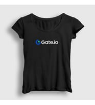Presmono Kadın Beyaz Logo Bitcoin Blockchain Gate Io T-Shirt 485237tt (Siyah)