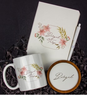 Kişiye Özel Defter Kalem Kupa Ve Bardak Altlığı Hediye Seti 103863 (Model 5)
