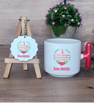 Kadınlar Günü Hediye Seti Kupa Bardak T Kulplu ve Anahtarlık 8 Mart Hediyesi (Model 1)
