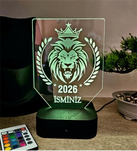 Aslan figürlü  Kişiye Özel RGB LED Lamba – 16 Renkli İsimli Gece Lambası (Adaptörlü)