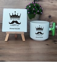 You Are My King Hediye Seti Kupa Bardak T Kulplu ve Dekoratif Taş Babaya Doğum Günü Babalar Günü Hediyesi (Model 8)