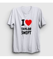 Presmono Unisex Sarı I Love Taylor Swift T-Shirt 311197tt (Beyaz)