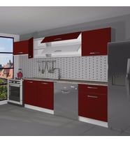 Decoraktiv Elite 280Y MDF Hazır Mutfak Dolabı - Tezgah Dahil - Parlak Beyaz (Bordo)