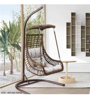 Capri Swing Alaçatı Tekli Rattan Bahçe Balkon Salıncağı (Kahverengi Açık)