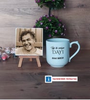 Dayıya Hediye Fotoğraflı Dekoratif Taş, Kupa Bardak Beyaz Hediye (Model 5)