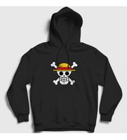 Presmono Unisex Gri Logo Anime One Piece Kapüşonlu Sweatshirt 135891tt (Siyah)