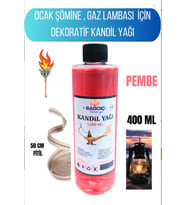 Sağdıç Saraciye Kandil Yağı Kokusuz Dumansız Iç Mekan Kandil Sıvısı 400ml +50cm Fitil kndlsagdc01 (Pembe)