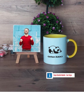 Uykucu Panda Fotoğraflı Dekoratif Taş, Kupa Bardak Beyaz Hediye (Model 7)