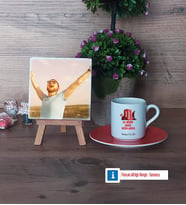 Asker Hediyesi Fotoğraflı Dekoratif Taş, Ahşap Altlıklı Türk Kahvesi Fincanı Hediye (Model 8)