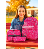 NewBag  KIZ  SIRT OKUL ÇANTASI-3'LÜ SET  (YENİ SEZON) (Pembe)
