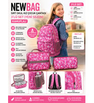 NewBag  KIZ  SIRT OKUL ÇANTASI-3'LÜ SET  (YENİ SEZON) (Pembe)