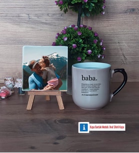 Babaya Hediye Fotoğraflı Dekoratif Taş, Kupa Bardak Beyaz Hediye (Model 10)