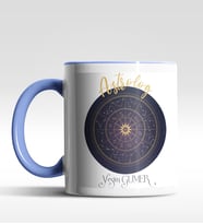 Kişiye Özel Astrolog Tasarımlı Siyah Kupa (Beyaz-Mavi)