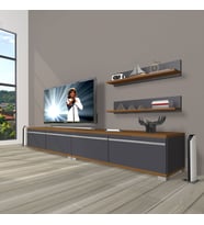 Decoraktiv Eko 220T Mdf Tv Ünitesi Tv Sehpası (Antrasit - Ceviz)