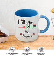 Anne Temalı Kişiye Özel İsim ve Fotoğraf Baskılı Kupa Bardak No:006 (Mavi)
