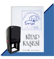 Kişiye Özel Sevimli Köpek 23 Tarihli Otomatik Kitap Kaşesi (Mavi)