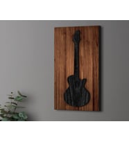 BK Gift Kabartma Gitar Tasarımlı Ahşap Tabela 46cm, Home Bar Tabela, Rustik Ev Dekorasyonu, Duvar Dekoru (Model 2)