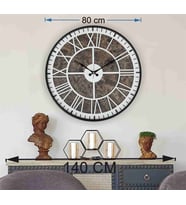 Markakanvas Siyah Metal Kasalı Mermer Desenli  Duvar Saati  ( Çap 50 cm -Çap 80 cm ) (Beyaz)