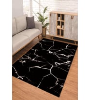Dijital Kaymaz Taban Yıkanabilir Renkli Salon Halısı Mutfak Halısı Yolluk ND-SM-49 (Siyah)