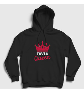 Presmono Unisex Gri Backgammon Queen Tavla Kraliçesi Oyun V2 Kapüşonlu Sweatshirt 417819tt (Siyah)