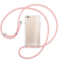 Apple iPhone 6 / 6S Kılıf Boyun Omuz Askılı iPli Anti Şok Köşe Korumalı Şeffaf Silikon (Pembe)