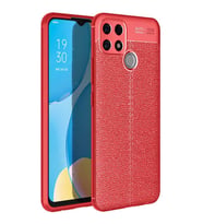 Oppo A15S Kılıf Zore Niss Deri Desenli Silikon Kılıf (Kırmızı)