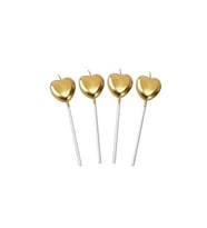 Doğum Günü Pasta Mumu - Kalp 4 lü Paket (Gold)