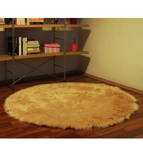 Tappeto Akrilik Kuzu Post Peluş Yuvarlak Halı (7 Farklı Renk ve 8 Farklı Ölçü) (Camel)