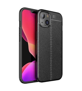 Apple iPhone 14 Kılıf Zore Niss Deri Desenli Silikon Kılıf (Siyah)