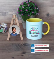 Kimya Mühendisi Kupa Bardak Beyaz ve Fotoğraflı Ahşap Anahtarlık Hediye (Model 7)