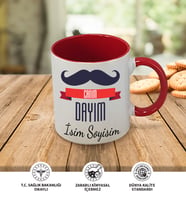Dayı Temalı Kişiye Özel İsim ve Fotoğraf Baskılı Kupa Bardak No:001 (Kırmızı)