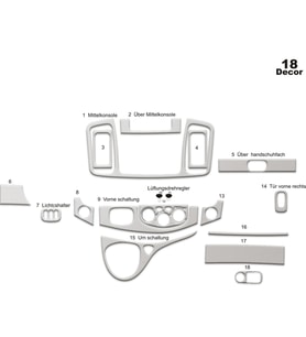 Meriç® Opel Vivaro Torpido Kaplama Maun 18 Parça 2007-2011 (Alüminyum)