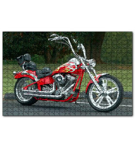 Cakapuzzle Kırmızı Alevli Chopper Motorsiklet  Puzzle Yapboz MDF (Ahşap) (500 Parça)