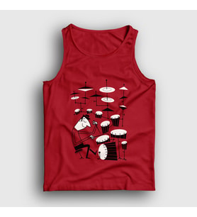 Presmono Unisex Sarı Drums Baterist Hediye Müzisyen Musician Atlet 508030tt (Kırmızı)