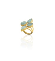 Kadir Jewellery 22 Ayar Altın Kaplama Zirkon Taşlı Kadın Vintage Yüzük (Açık Mavi)